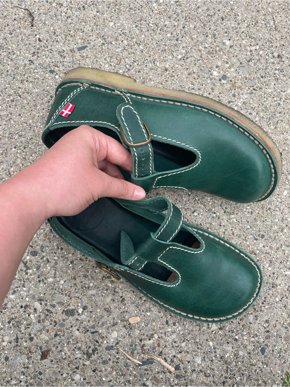 Duckfeet Lolland Mary Jane Leather Green Shoes Wide EU size 41 US 9.5 or 10 - Picture 6 of 14
